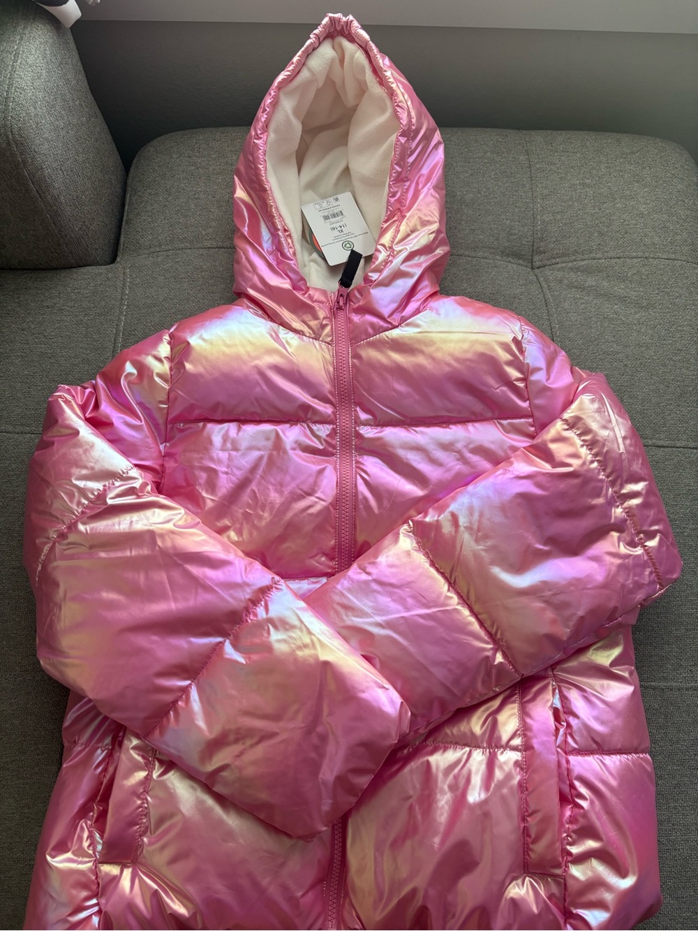 Ozark Trail Pink Iridescent Hooded Puffer Jacket